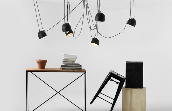 Nordic Design Černé kovové závěsné světlo Pop 6
