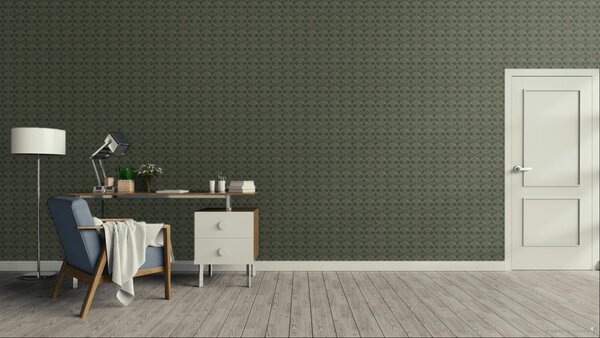 Zámecká vliesová tapeta na zeď, zelená, zlatá, květiny, AN28231, Antibes, Decoprint