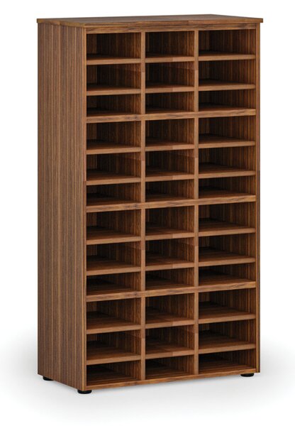Třídicí regál PRIMO WOOD, 800 x 420 x 1434 mm, 36 přihrádek, ořech