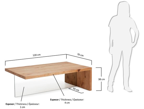 --25 % Dny MOMENTI– Masivní dubový konferenční stolek Kave Home Tulsi 120 x 70 cm