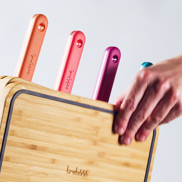 Blok bambus. prkénko a 4 nože Trebonn