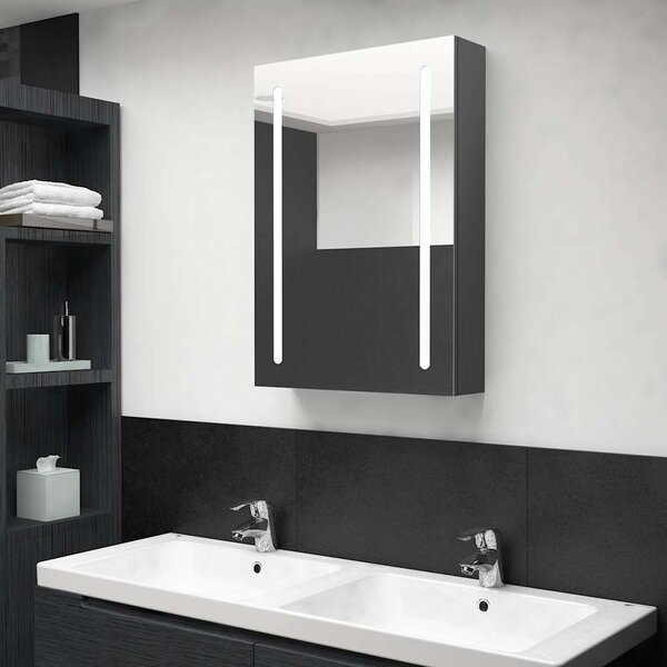 LED koupelnová skříňka se zrcadlem šedá 50 x 13 x 70 cm 326497