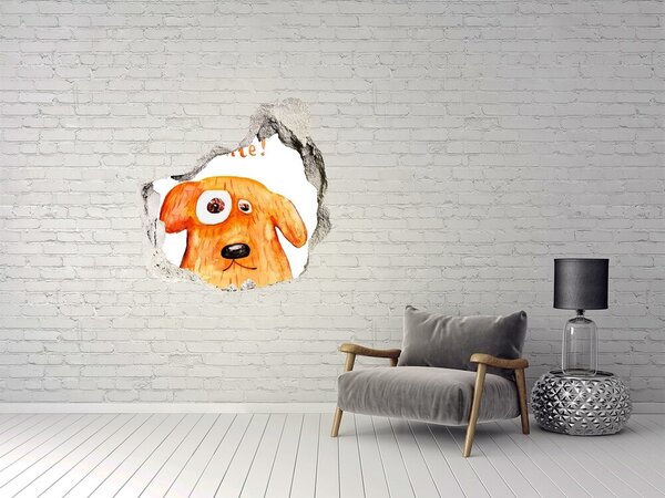 Díra 3D fototapeta na stěnu nálepka Pes v díře ve zdi nd-p-80847931