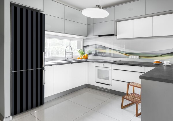 Foto tapeta na ledničku Černo-bílé pásky FridgeStick-70x190-f-65387785