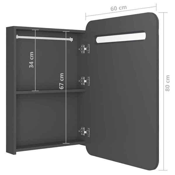 LED koupelnová skříňka se zrcadlem šedá 60 x 11 x 80 cm 326505