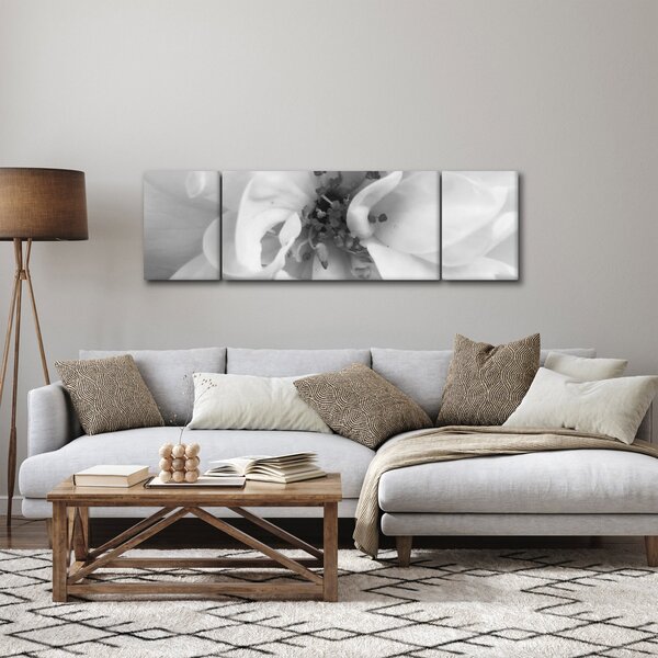 Obraz - Květ, černobílá (170x50 cm)