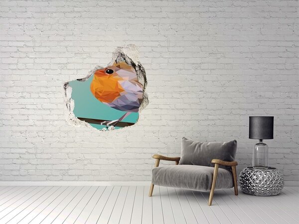 Díra 3D fototapeta nálepka Pták Červenka obecná nd-p-81057539