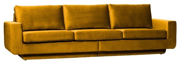 Hoorns Okrově žlutá sametová třímístná pohovka Chanelle 282 cm
