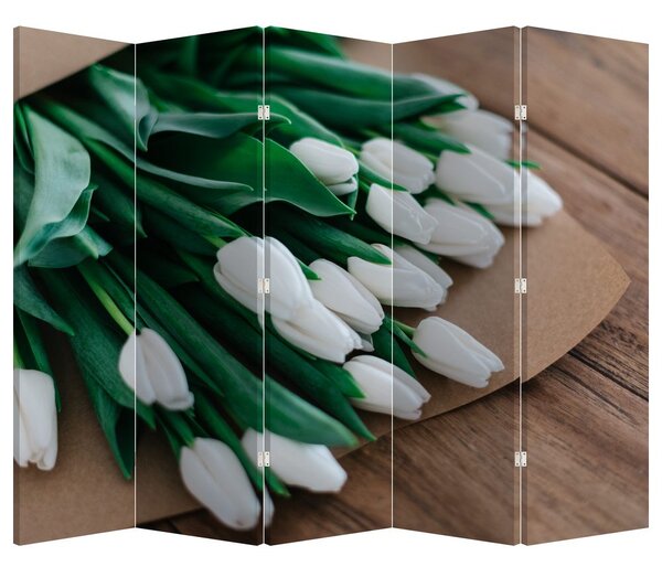 Paraván - Kytice bílých tulipánů (210x170 cm)