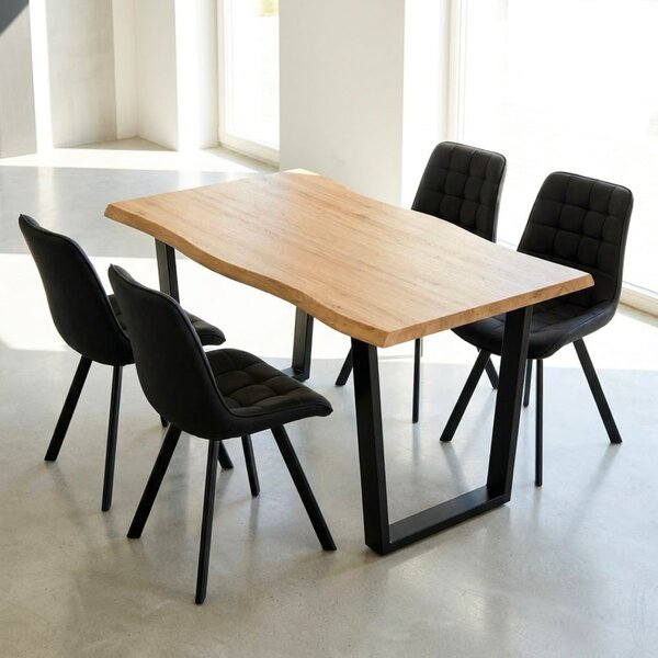 Vikio Jídelní set pro 4 osoby 160x90 cm dub noha U černá židle VJS156-4C-S