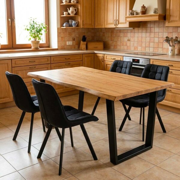 Vikio Jídelní set pro 4 osoby 160x90 cm dub noha U černá židle VJS156-4C-S