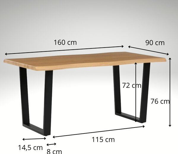 Vikio Stůl jídelní 160x90 divoký dub kovové nohy AJS150OD