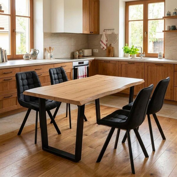 Vikio Jídelní set pro 4 osoby 160x90 cm dub noha U černá židle VJS156-4C-S