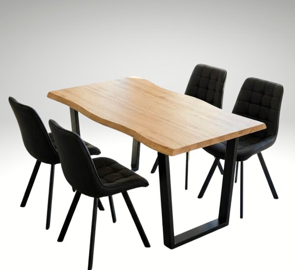 Vikio Jídelní set pro 4 osoby 160x90 cm dub noha U černá židle VJS156-4C-S