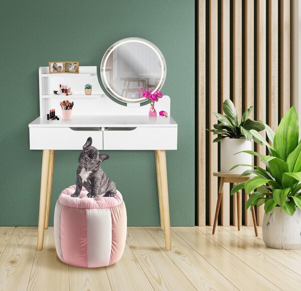 JUMI Toaleta s LED zrcadlem SCANDI cosmetic Skandinávský loft bílá