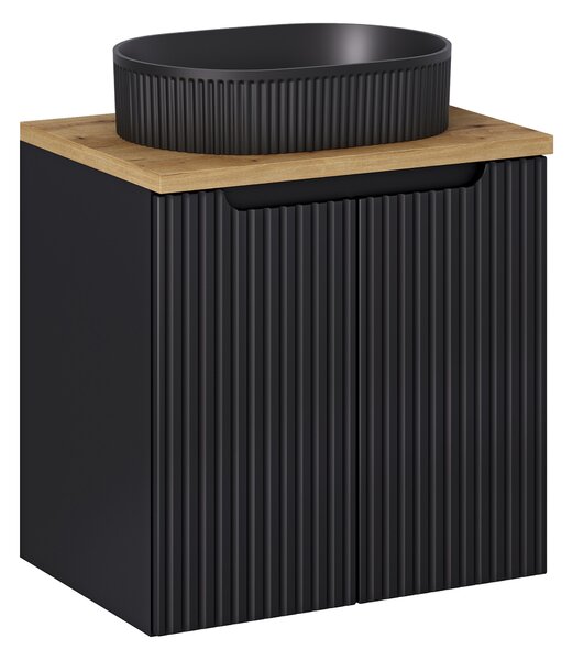 Comad Koupelnová skříňka s deskovým umyvadlem Nova Black 60 černá/dub coast evoke