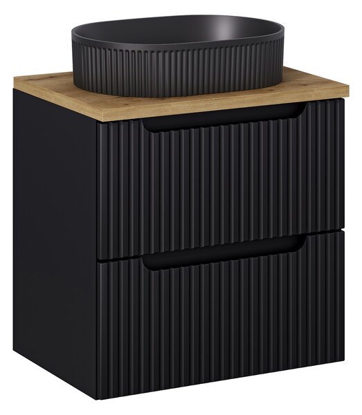 Comad Koupelnová skříňka s deskovým umyvadlem Nova Black 60 černá/dub coast evoke