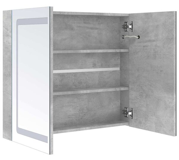 LED koupelnová skříňka se zrcadlem betonově šedá 80x12x68 cm 326511