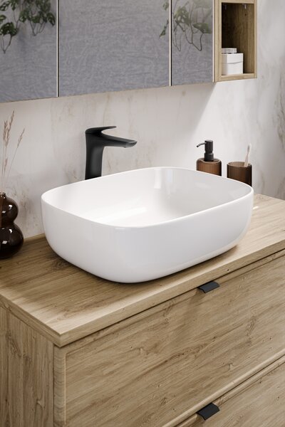 Comad Koupelnová skříňka s deskovým umyvadlem Aster Green 60 zelená/dub cremona
