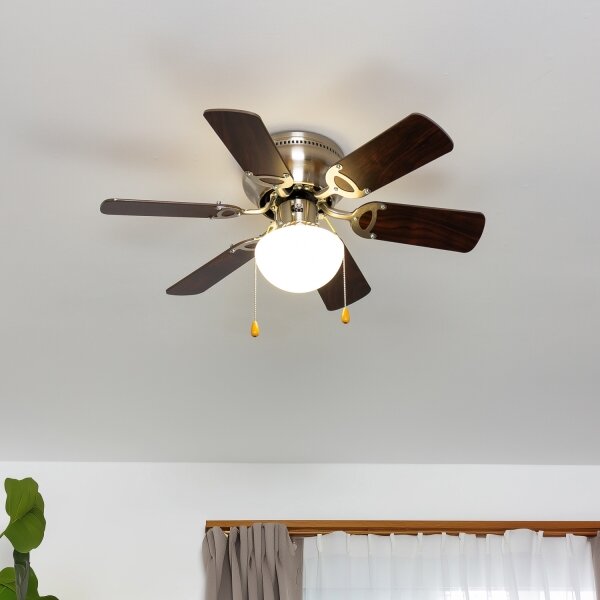 ZEVENTI - Stropní ventilátor GALDANA 1xE27/60W/230V hnědá/béžová