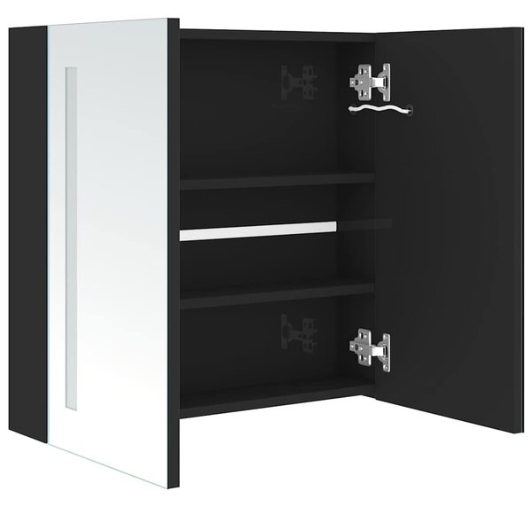LED koupelnová skříňka se zrcadlem zářivě černá 62 x 14 x 60 cm 326519