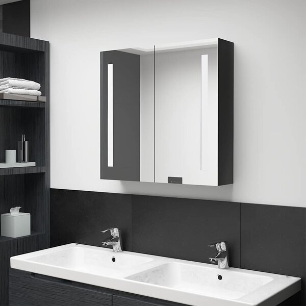LED koupelnová skříňka se zrcadlem zářivě černá 62 x 14 x 60 cm 326519