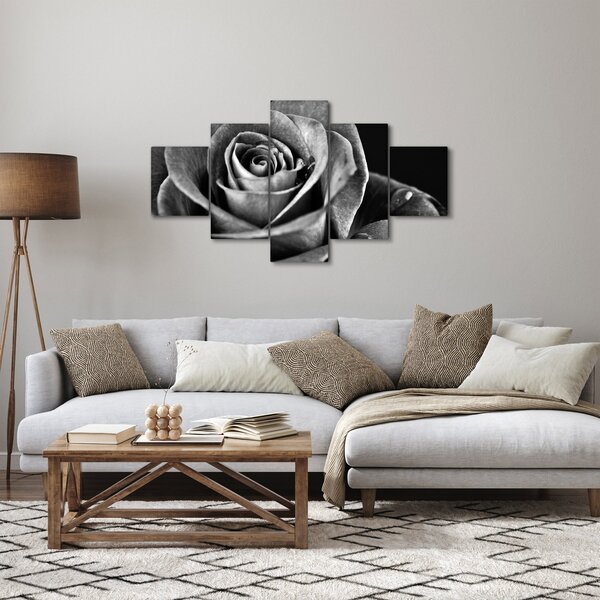 Obraz - Růže, černobílá (125x70 cm)