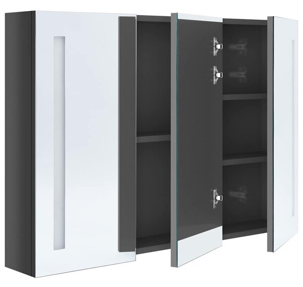 LED koupelnová skříňka se zrcadlem 89 x 14 x 62 cm zářivě šedá 326528