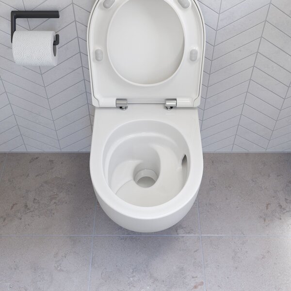 Geberit Selnova wc mísa se sedátkem s pomalým sklápěním závěsná bez splachovacího kruhu s vírovým splachováním bílá lesk 503.083.00.1