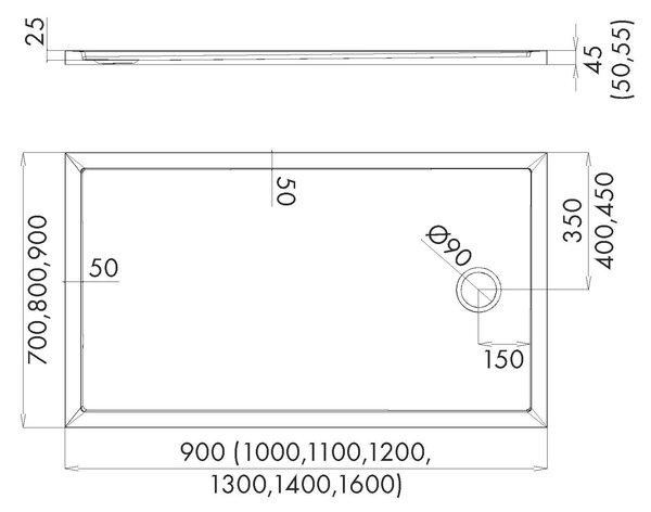 Schedline Estima obdélníková sprchová vanička 120x80 cm bílá  3SP.E1P-80120 