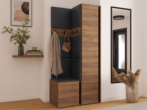 Předsíň Tavasz XXIV, Barva: ořech warmia / ořech warmia + černá, Barva látek:: ekokůže Soft 011 (černá) 5903211548147