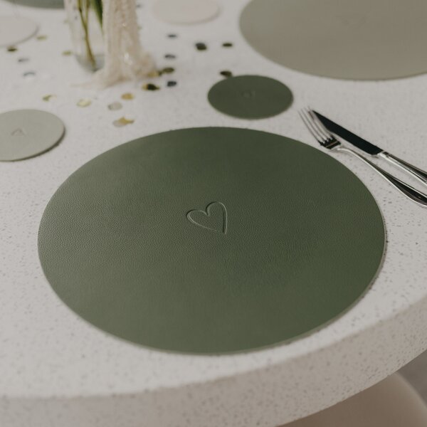 Oboustranné prostírání Heart Green Ø 35 cm