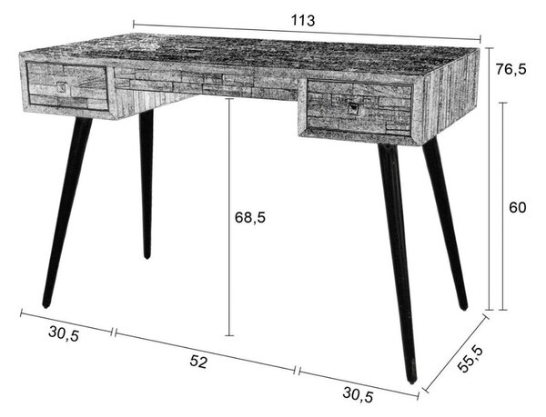 White Label Dřevěný kancelářský stůl WLL LEO 118x56 cm
