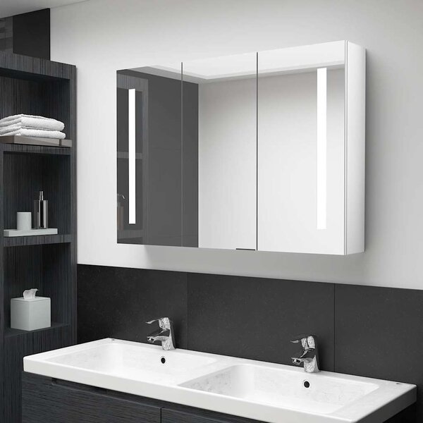 LED koupelnová skříňka se zrcadlem 89 x 14 x 62 cm zářivě bílá 326531