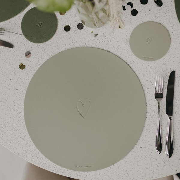 Oboustranné prostírání Heart Green Ø 35 cm
