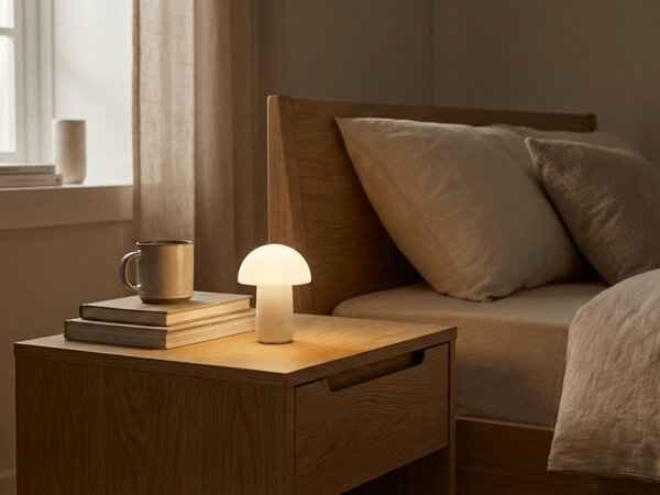 LED stolní lampa FUNGHI 11,2 cm, bílá