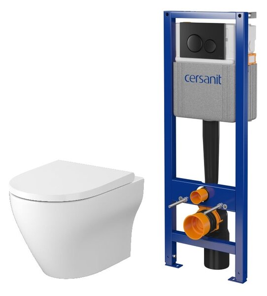 Sada WC mísa se sedátkem s pomalým sklápěním Cersanit Larga S701-885, podomítkový WC modul se splachovacím tlačítkem Cersanit S701-779