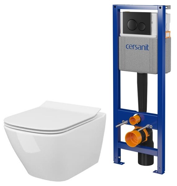 Sada WC mísa se sedátkem s pomalým sklápěním Cersanit City S701-405, podomítkový WC modul se splachovacím tlačítkem Cersanit S701-779
