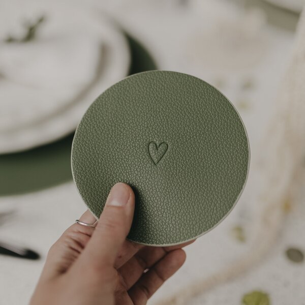 Oboustranný podtácek Heart Green – set 2 ks