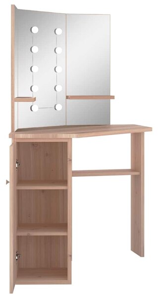 Rohový toaletní stolek s LED světlem dub 111 x 54 x 141,5 cm 326533