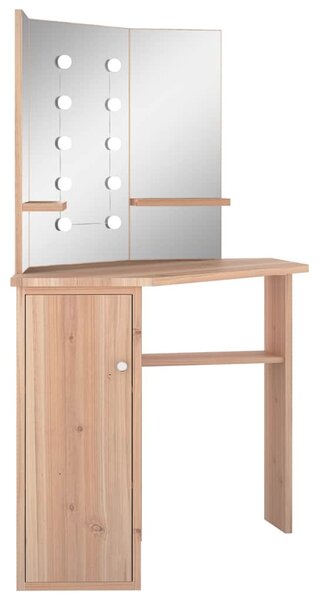 Rohový toaletní stolek s LED světlem dub 111 x 54 x 141,5 cm 326533