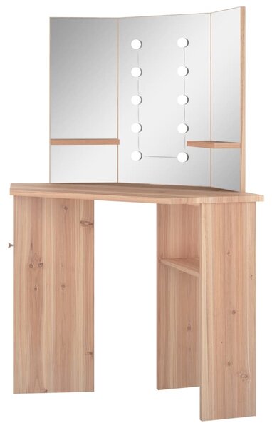 Rohový toaletní stolek s LED světlem dub 111 x 54 x 141,5 cm 326533