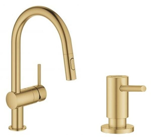 Sada kuchyňská baterie Grohe Minta 32321GN2, dávkovač tekutin Grohe Cosmopolitan 40535GN0