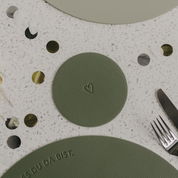 Oboustranný podtácek Heart Green – set 2 ks