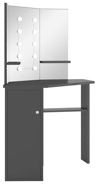 Rohový toaletní stolek s LED světlem černý 111 x 54 x 141,5 cm 326534
