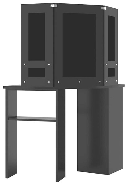Rohový toaletní stolek s LED světlem černý 111 x 54 x 141,5 cm 326534