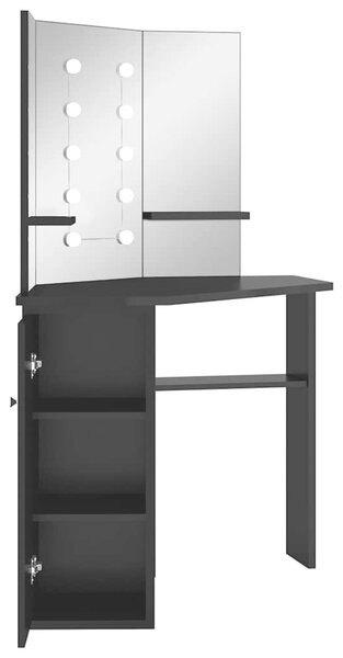 Rohový toaletní stolek s LED světlem černý 111 x 54 x 141,5 cm 326534