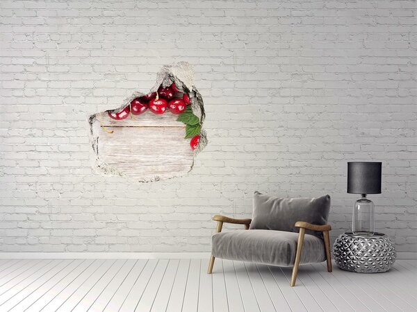 Nálepka 3D díra beton Višně na stromě nd-p-66878526