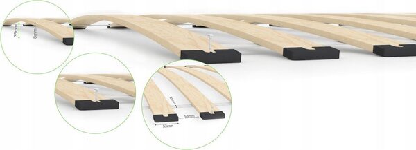 E-stelaze Lamelový rošt 90x200 cm pružný 18 břízových lamel nosnost 150 kg