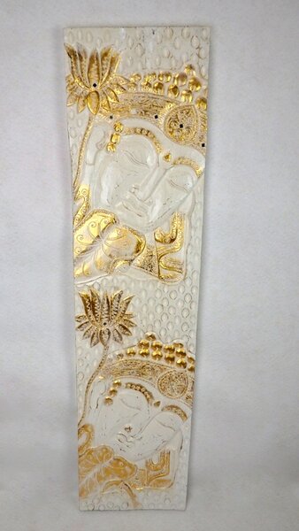 Závěsná dekorace BUDHA bílý, 120 cm, exotické dřevo, ruční práce